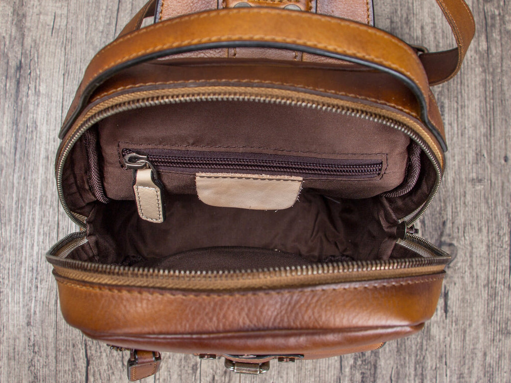 Leather Sling Bag Crossbody Purse Chest Backpack