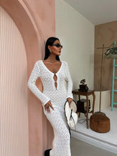 Load image into Gallery viewer, White Sexy Kniited Hollow Out Beach Dress
