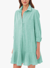Load image into Gallery viewer, Simple Collar Buttons Down Ruffled Mini Dress
