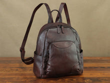 Load image into Gallery viewer, Vintage Handmade Rucksack Leather Backpack College Bag
