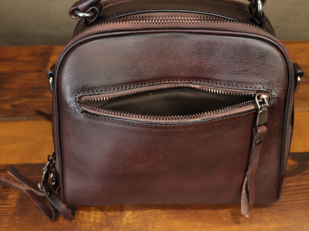 Hand Painted Dog Leather Shoulder Bag Handbag Crossbody Bag