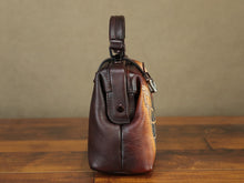 Load image into Gallery viewer, Leather Crossbody Satchel Purse Retro Hand Painted Handbag
