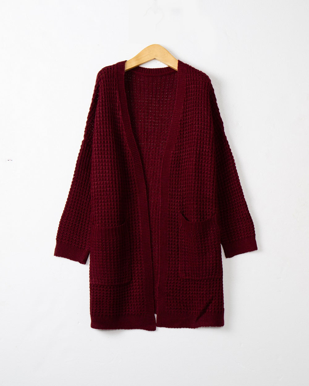 Casual Solid Pocket V Neck Top Sweater Cardigan