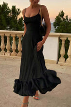 Load image into Gallery viewer, Straps  Sleeveless A-line Shirring Hem Party Midi Dress
