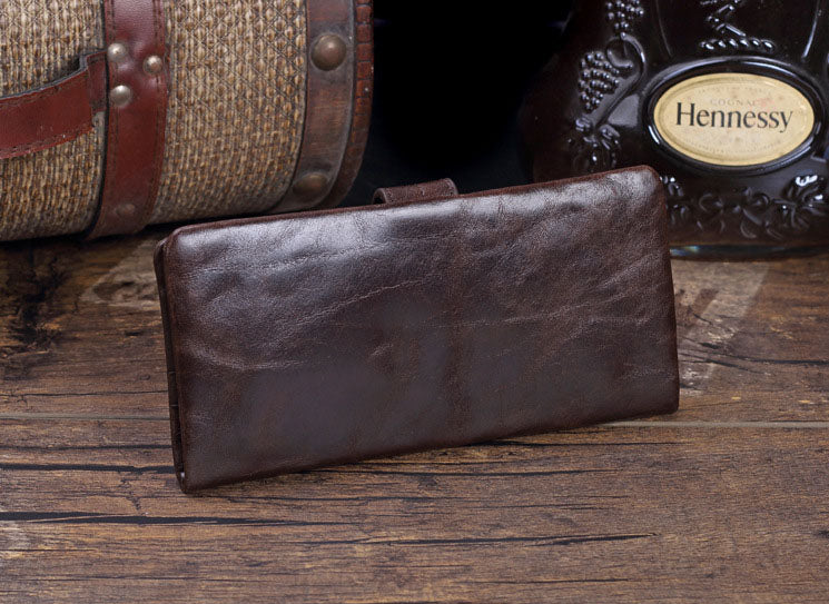 Handmade Full Grain Leather Long Wallet Purse