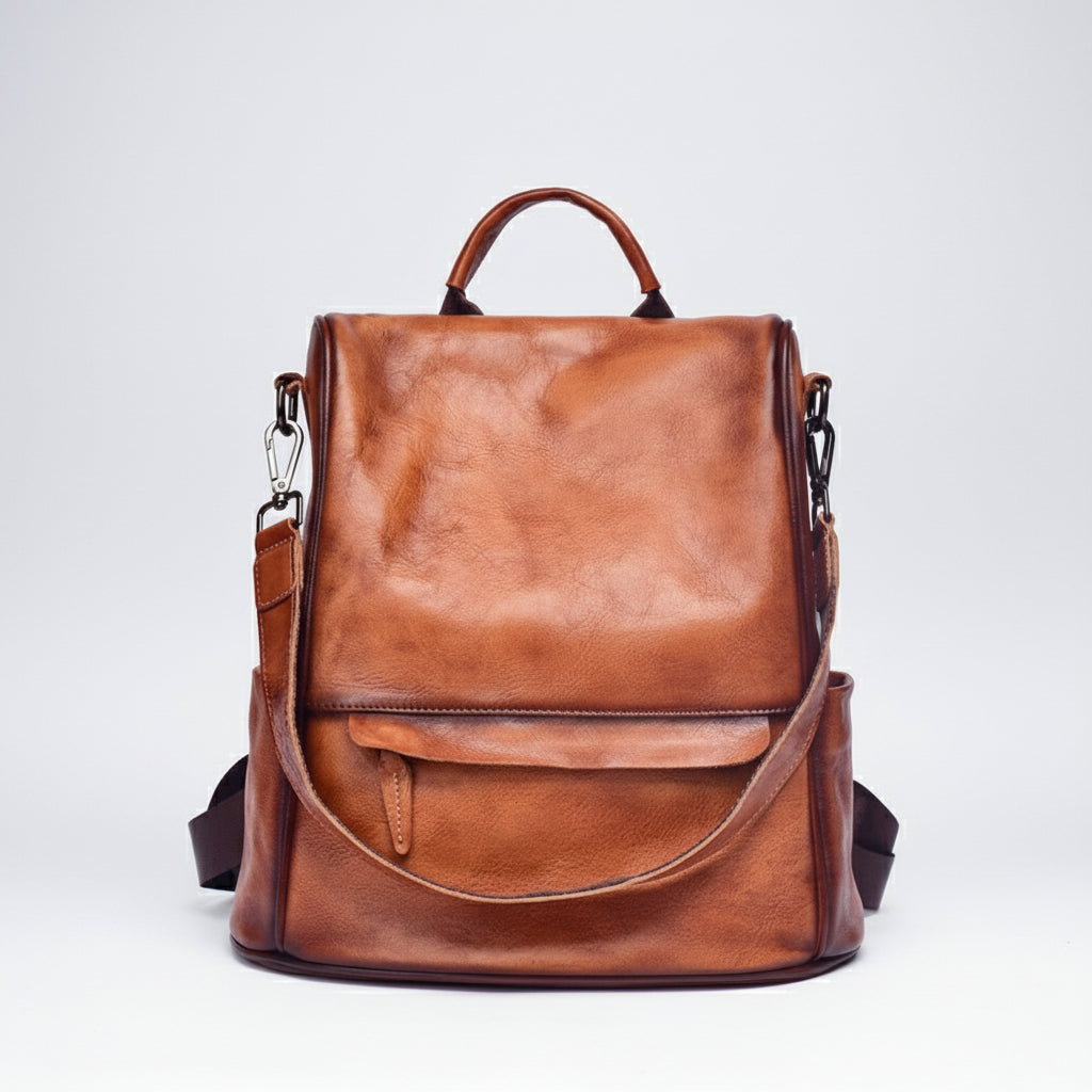 Leather Backpack for women Laptop Bag Large Capacity School Business Travel Daypack