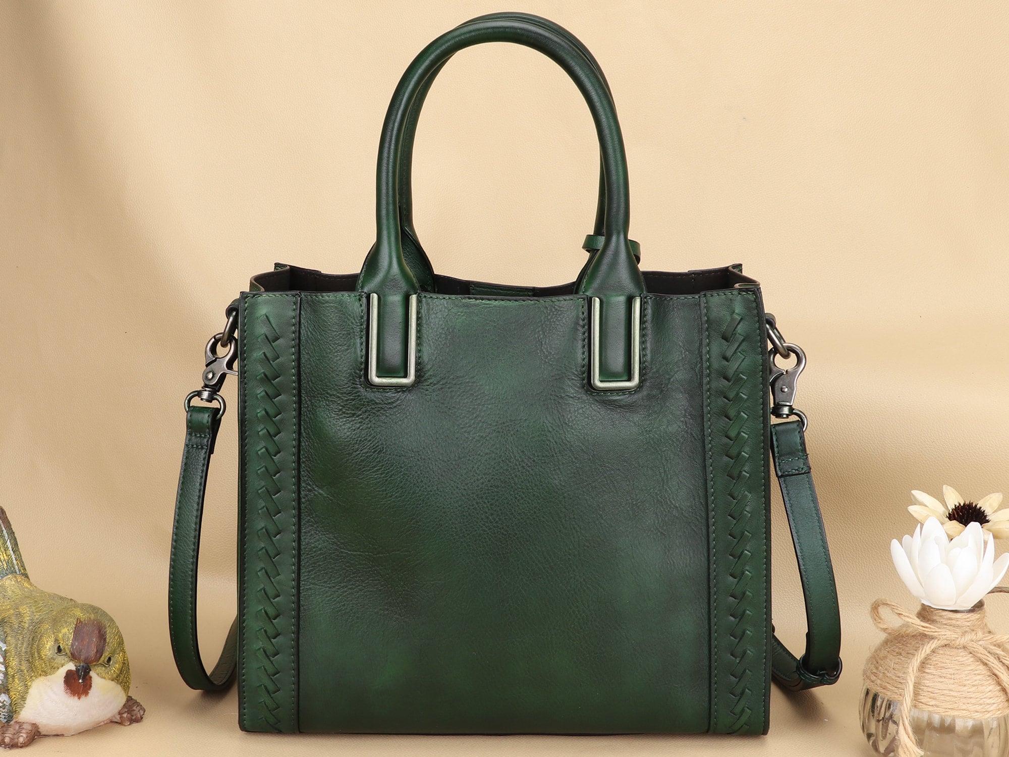 Leather Satchel Handbag Women Vintage Handmade Shoulder Crossbody Bag Purse