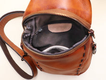Load image into Gallery viewer, Vintage Leather Sling Bag Chest Shoulder Bag Crossbody Backpack
