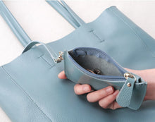 Load image into Gallery viewer, Sky Blue Leather Tote Bag Large Capacity Handbag
