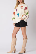Load image into Gallery viewer, Halloween Skull Sequin Loose Casual Sweatshirt
