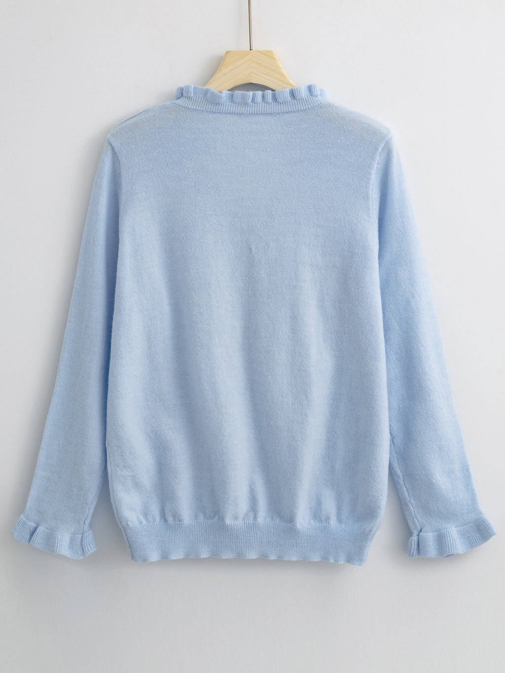 Long Sleeves Ruffled V-neck Sweater