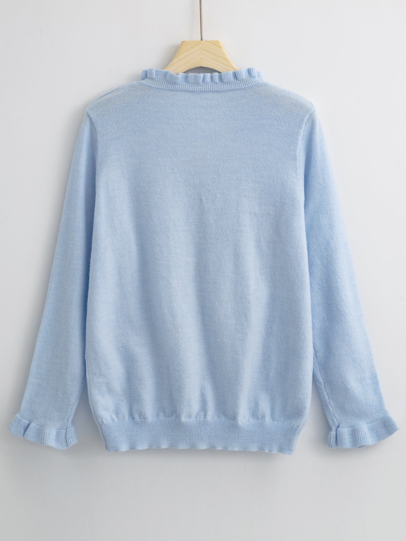 Long Sleeves Ruffled V-neck Sweater