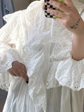 Load image into Gallery viewer, Loose White Cotton Frill Lace Dress
