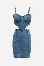 Load image into Gallery viewer, Denim Cutout Bodycon Mini Dress
