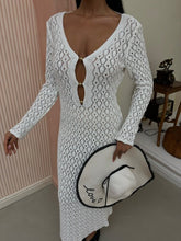Load image into Gallery viewer, White Sexy Kniited Hollow Out Beach Dress
