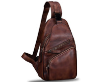 Load image into Gallery viewer, Leather Sling Bag Crossbody Purse Handmade Retro Shoulder Backpack
