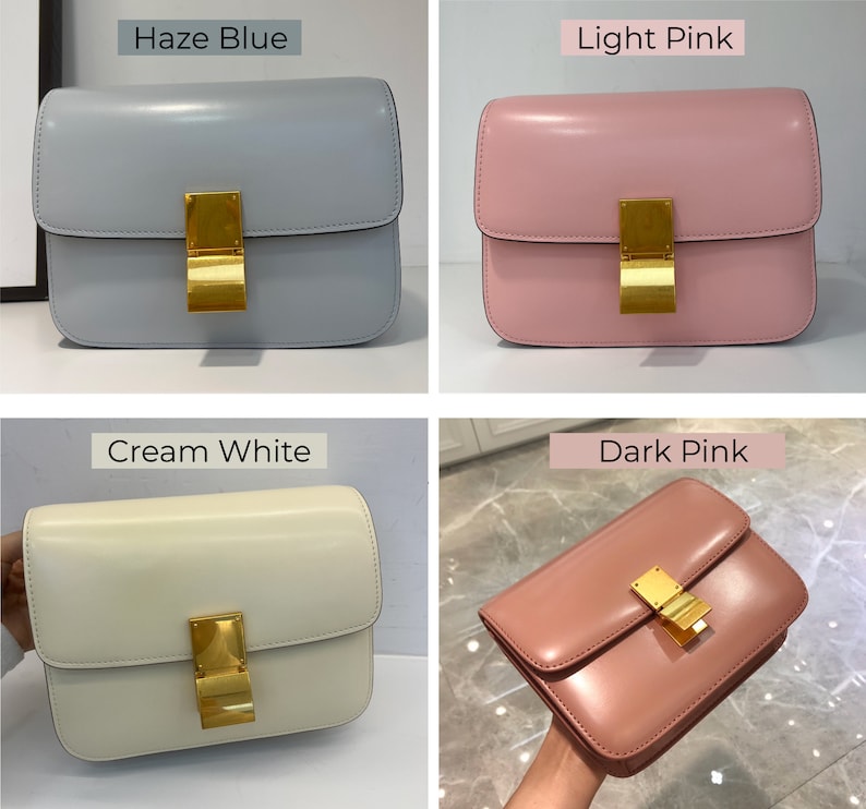 Genuine Leather Minimal Box Crossbody Bag Women Handbag