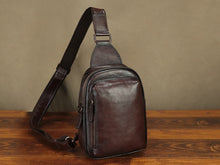 Load image into Gallery viewer, Leather Sling Bag Large Crossbody Shoulder Backpack
