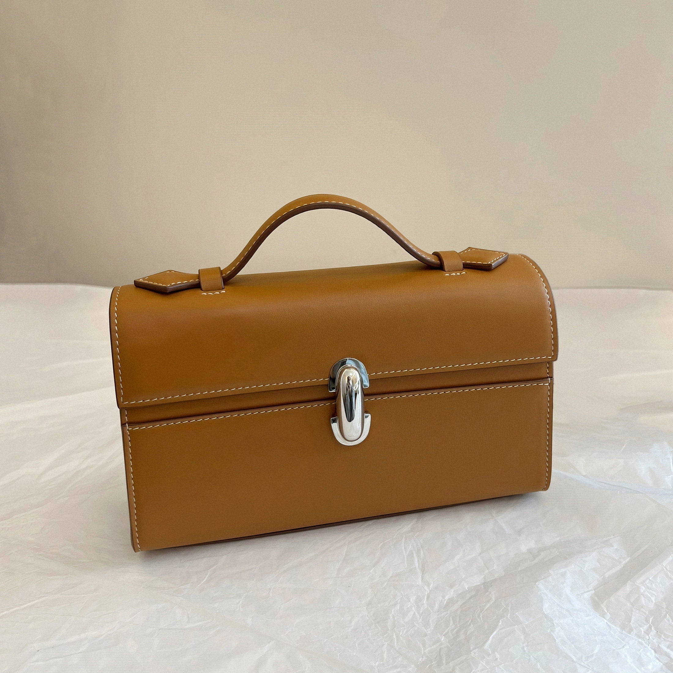 Elegant Luxury Leather Clutch Small Handbag Top leather Evening Handle Bag