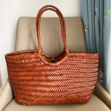 Load image into Gallery viewer, Handmade Woven Leather Basket Bag Handbag Tote Purse
