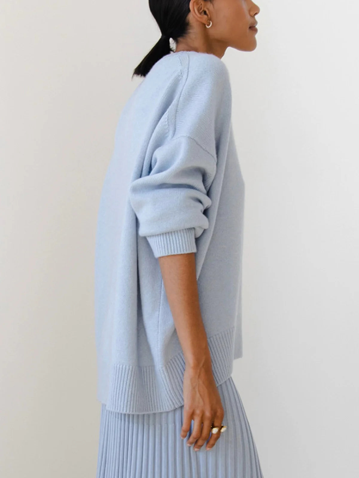 Crew Neck Ribbed Knit Oversized Pullover Sweater