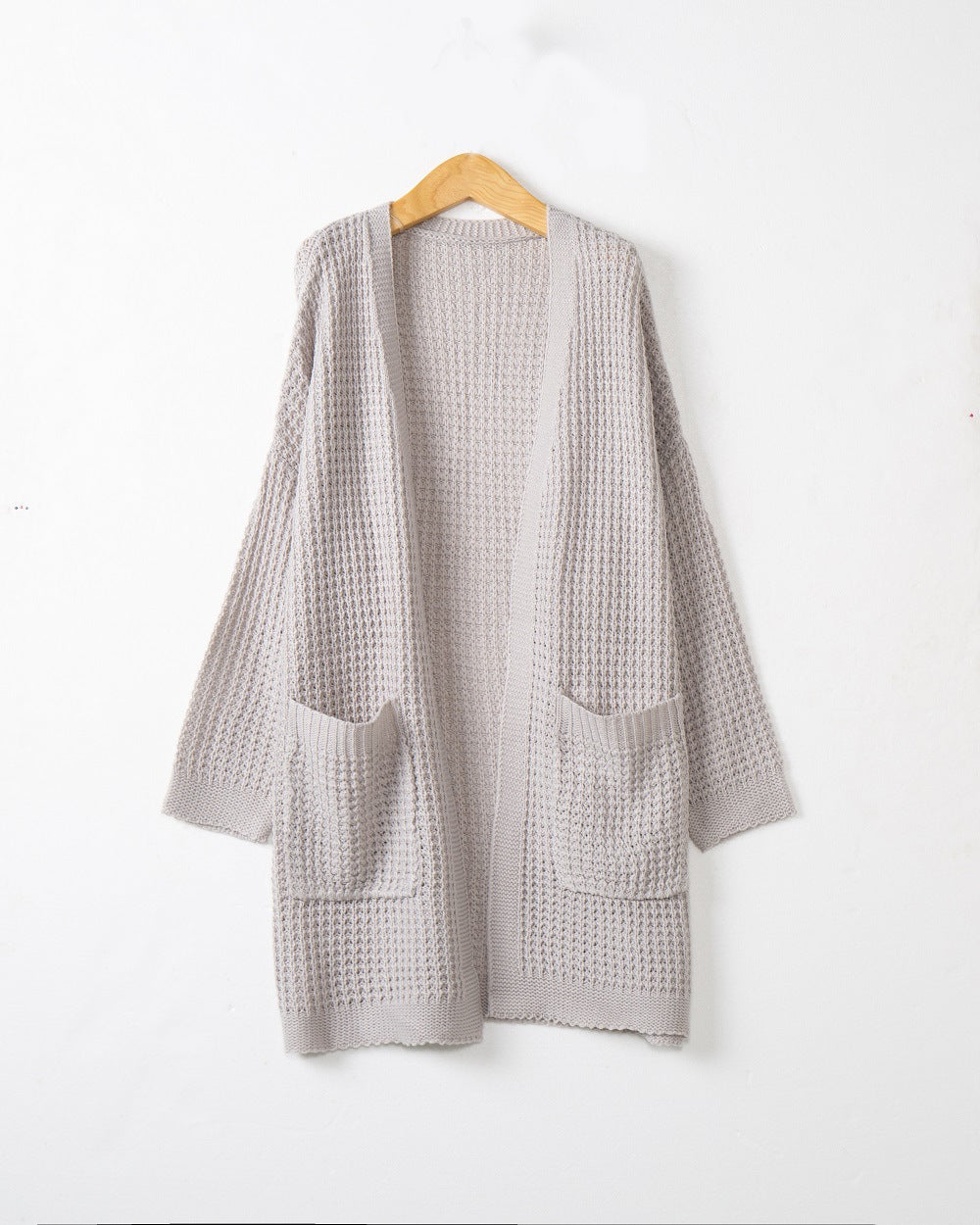 Casual Solid Pocket V Neck Top Sweater Cardigan