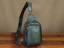 Load image into Gallery viewer, Leather Sling Bag Large Crossbody Shoulder Backpack
