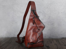 Load image into Gallery viewer, Casual Vintage Handmade Sling Leather Bag Chest Shoulder Backpack
