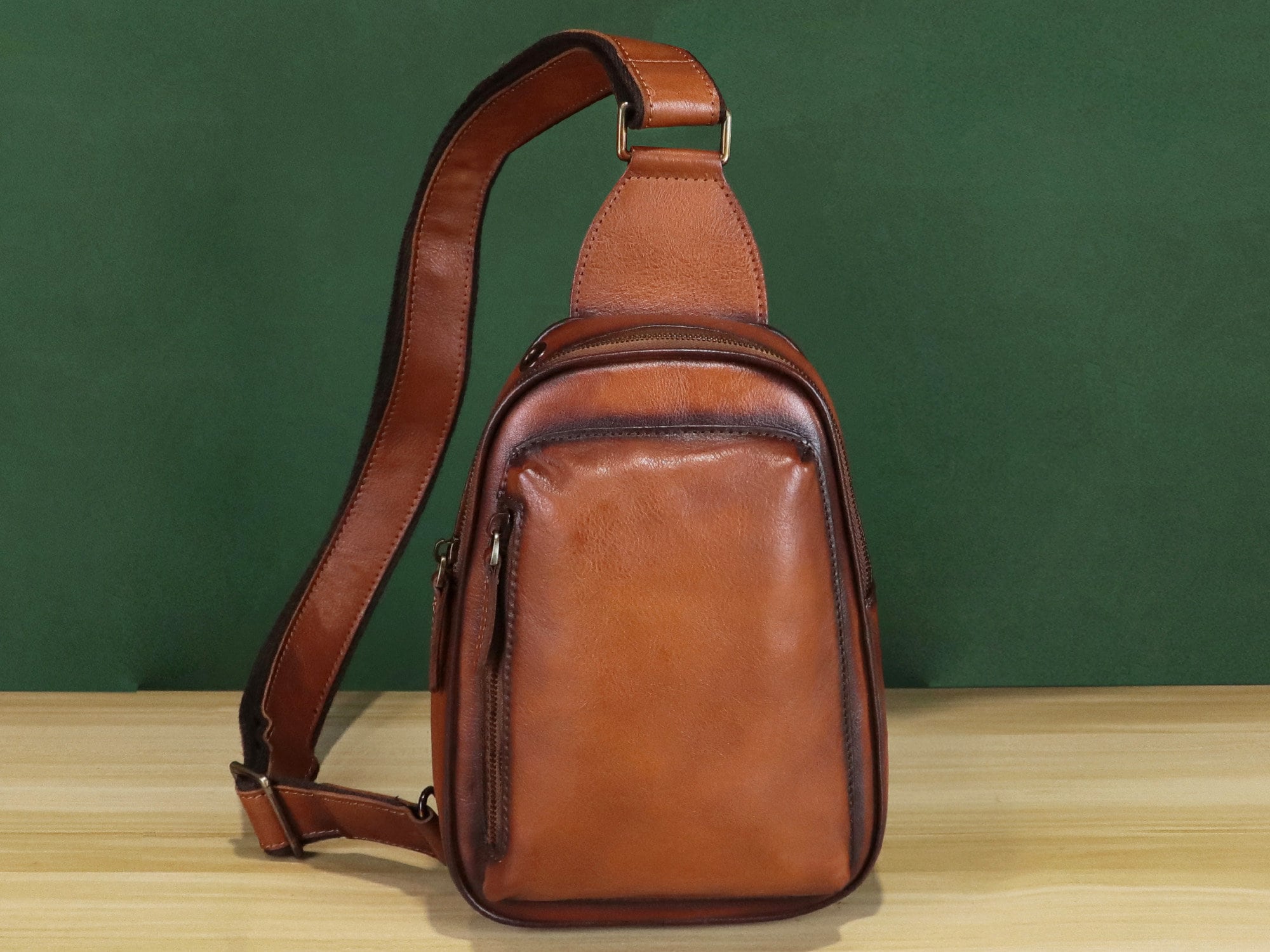 Brown Multifunction Sling Bag Crossbody Purse