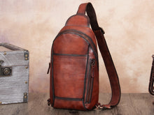 Load image into Gallery viewer, Full Grain Crossbody Chest Leather Sling Bag
