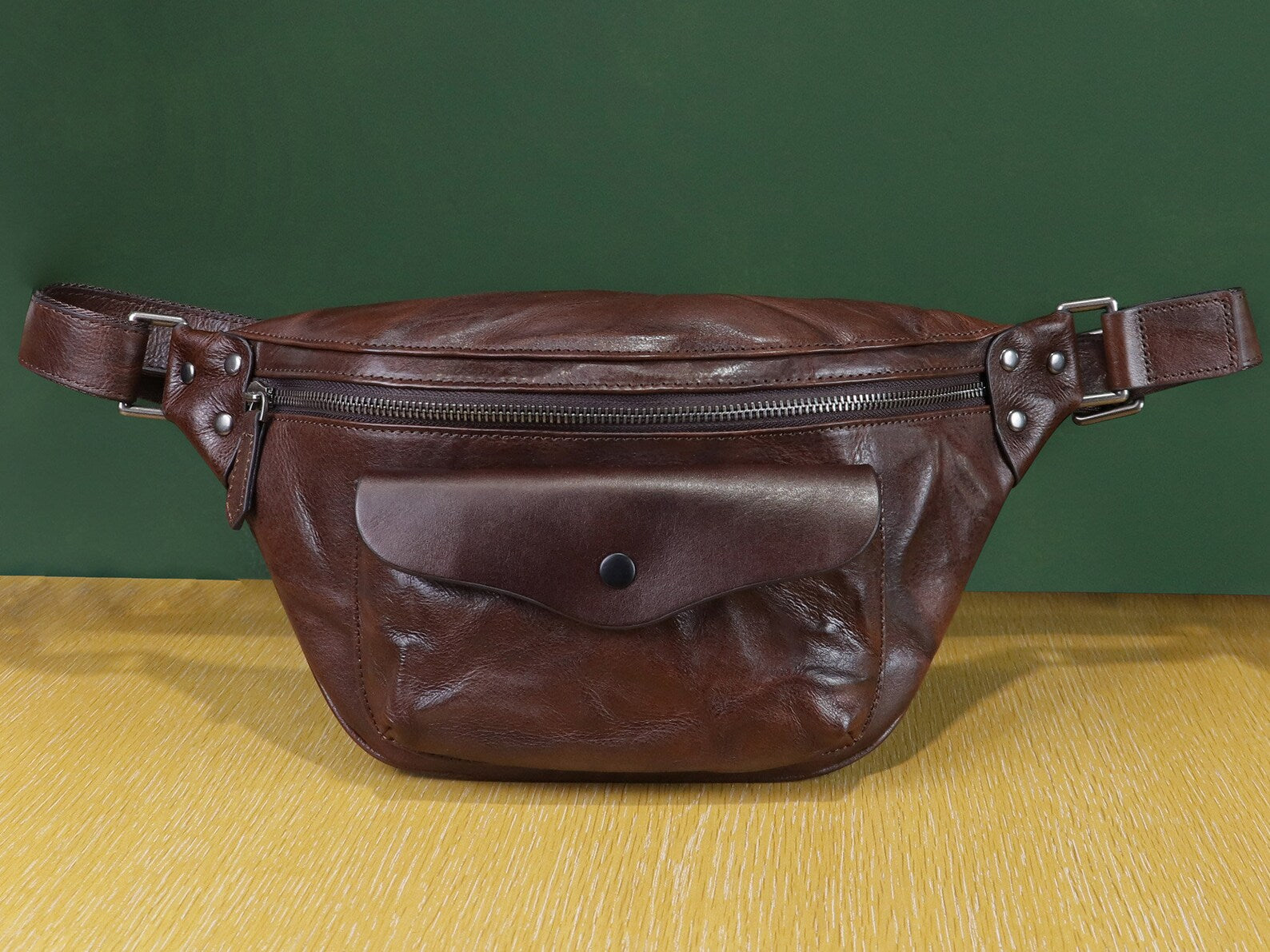 Boho Leather Waist Sling Bag Casual Hiking Crossbody Chest Backpack