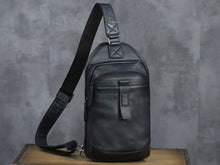 Load image into Gallery viewer, Leather Sling Bag Handmade Crossbody Chest Backpack
