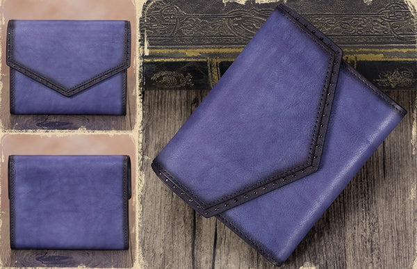 Leather Trifold Wallet with Coin Pocket and Card Holder for Women