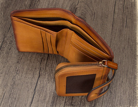 Short Leather Wallets for Women RFID Blocking Vintage Handmade Soft Purse Small Clutch Money Clip