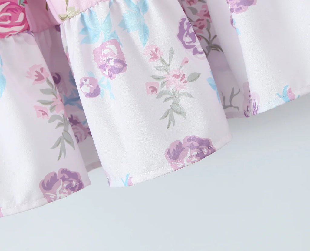 Colorblock Multi Floral Print Straps Mini Dress