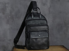 Load image into Gallery viewer, Brown Retro Leather Sling Bag Crossbody Shoulder Backpack
