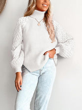 Load image into Gallery viewer, Trendy Chunky Warm Turtleneck Cable Knit Lantern Sleeve Pullover Sweater
