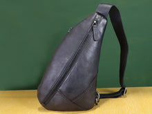 Load image into Gallery viewer, Brown Patchwork Zipper Leather Sling Bag Crossbody Backpack
