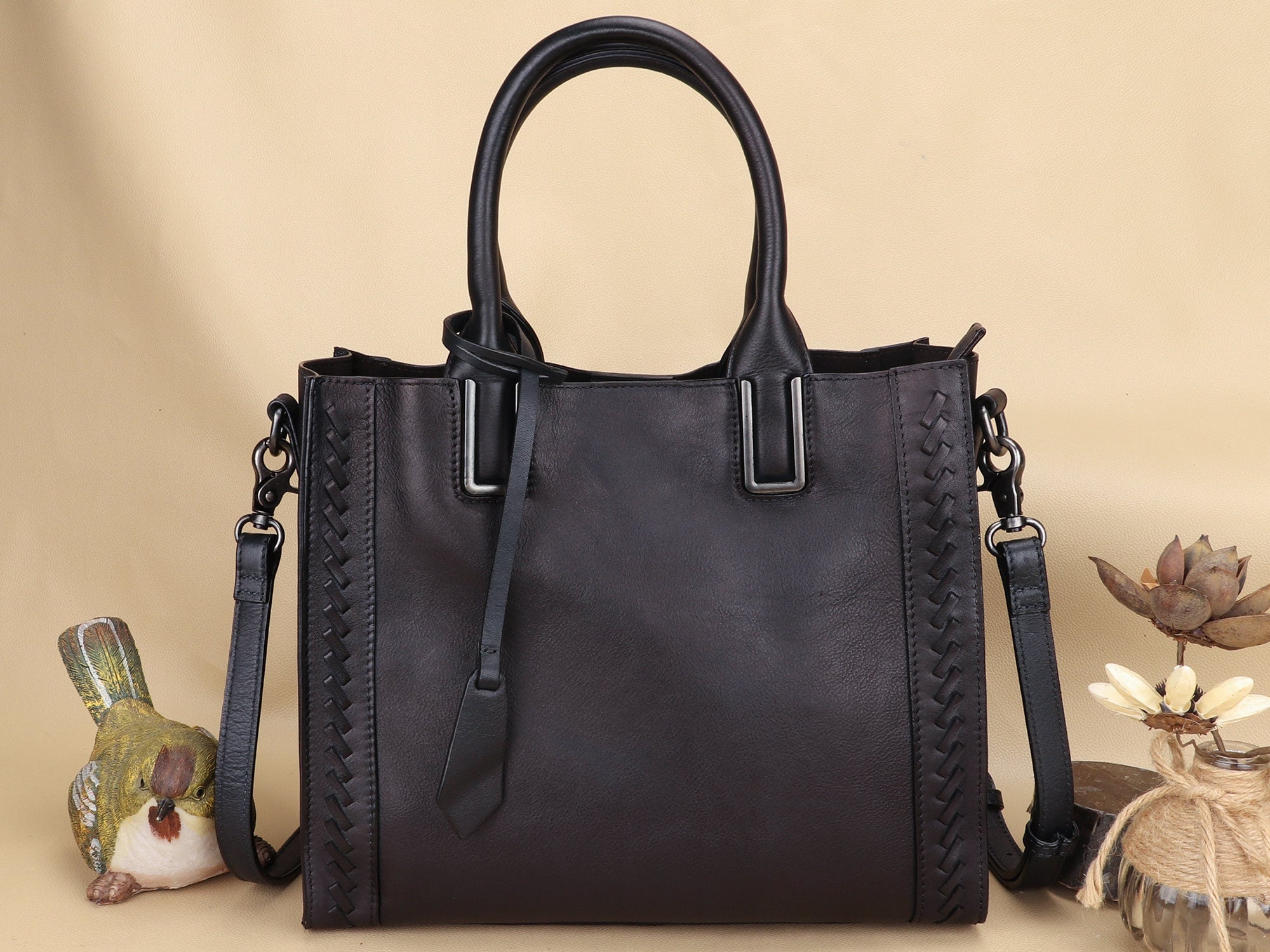 Leather Satchel Handbag Women Vintage Handmade Shoulder Crossbody Bag Purse