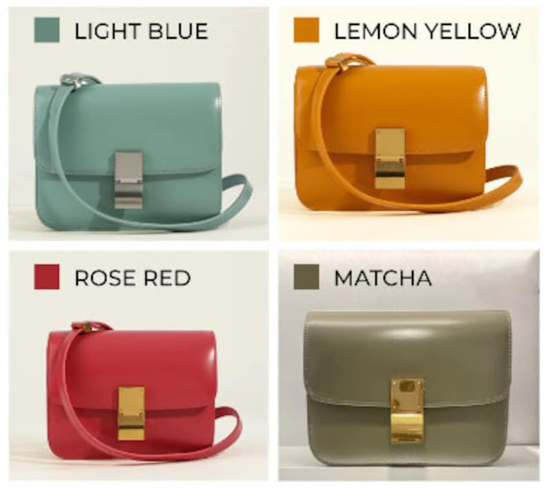 Genuine Leather Minimal Box Crossbody Bag Women Handbag