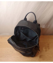 Load image into Gallery viewer, Simple Large Black Leather Backpack Bag
