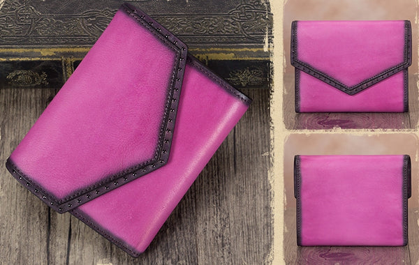 Leather Trifold Wallet with Coin Pocket and Card Holder for Women