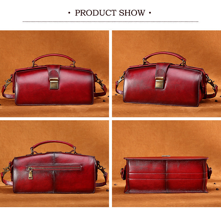 Retro Women Leather Doctor Bag Handbag