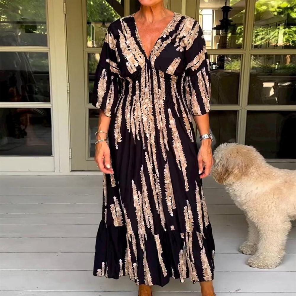 Boho Bell Sleeve Print Maxi Dress