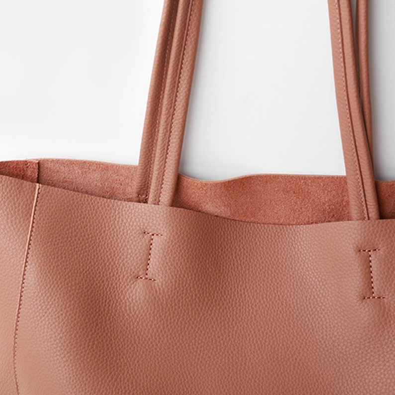 Coral Pink Handcrafted Leather Tote Bag