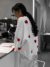 Load image into Gallery viewer, Cute Hearts Pullover Sweater Soft Cozy Loose Casual Warm Sweater
