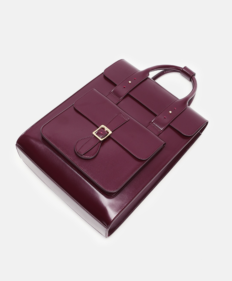 Black Large Laptop Briefcase Leather Backpack