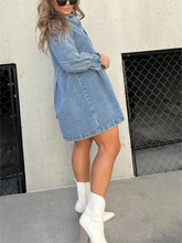 Load image into Gallery viewer, Button Down Long Sleeve Denim Mini dress
