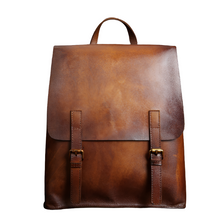 Load image into Gallery viewer, Vintage Womens Brown Leather Backpack Purse Cool Bag
