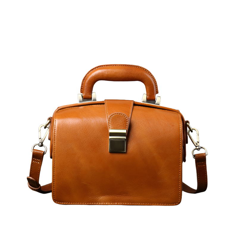 Small Leather Bag Doctor Bag Handbag Purse for Women